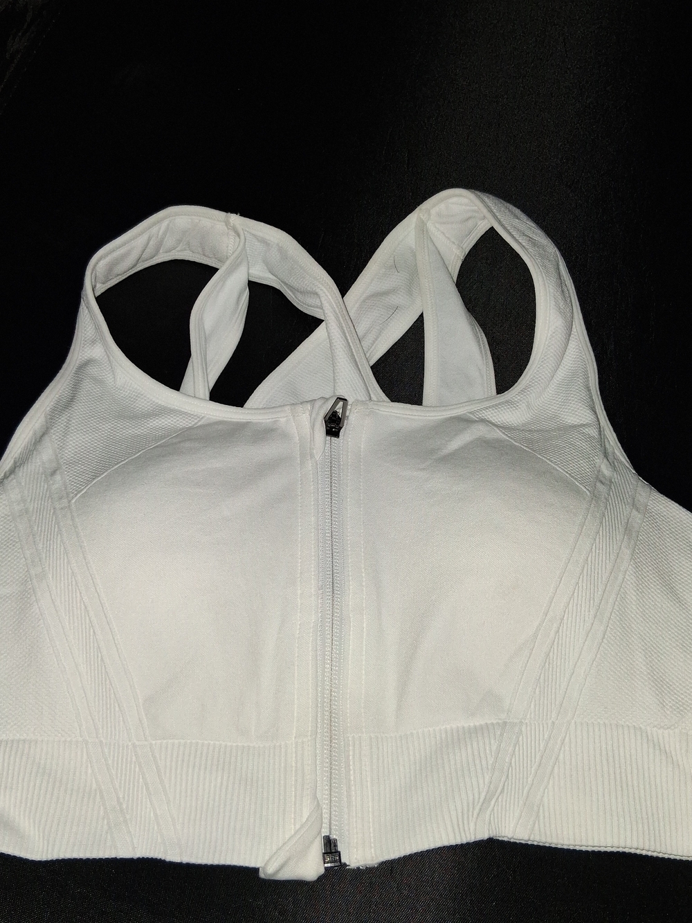 Avia White Front-Zip Racerback Athletic Bodysuit Top